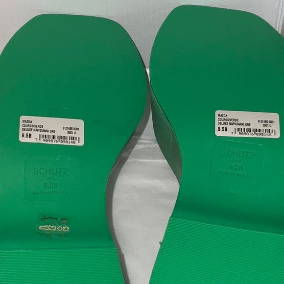 Green Nappa leather wedge with dust bag, buckled strap, heel 5.3 inches - Picture 6 of 6